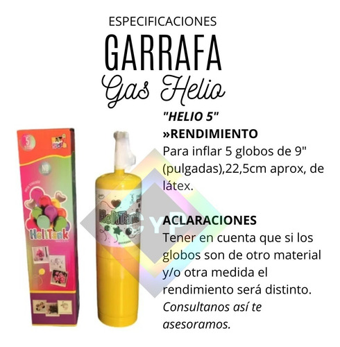 Imagen 3 de 10 de Gas Helio Tanque Garrafa Descartable 5 Globos De 9 Pulgadas