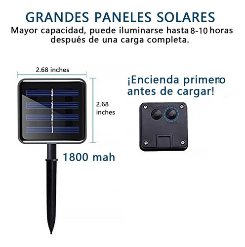 Serie Led Navideña De Luces Solares De 10 Metros