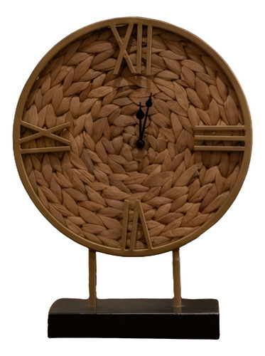 Reloj Redondo Mesa Metal Dorado Fibra Campoamor Deco