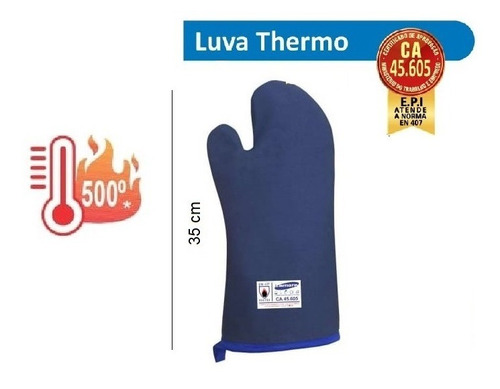 2 Luvas 35 Cm Térmica Cozinha Alta Temperatura 500ºc  