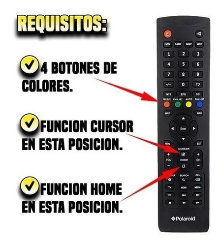 Control Compatible Para Polaroid Smart Tv Cursor Y Home 