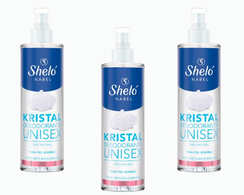 3pack Desodorante Kristal Natural Alumbre Líq. Cero Manchas Fragancia Sin aroma