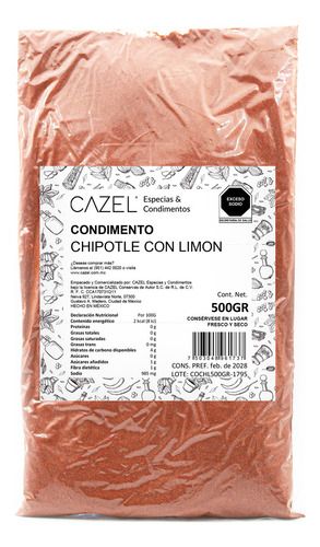 Chile Chipotle En Polvo Con Limón Oaxaqueño 500g