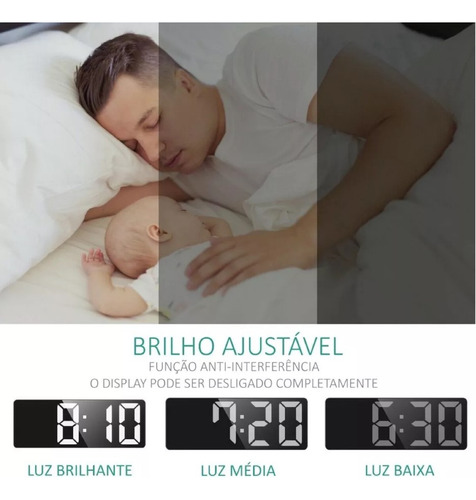 Relógio Digital De Led De Mesa Alarme Despertador Yn Clock Cor Preto