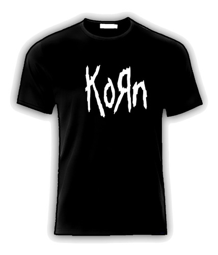 Playeras Camiseta Korn Banda Logo Rock Negra Unisex Increibl