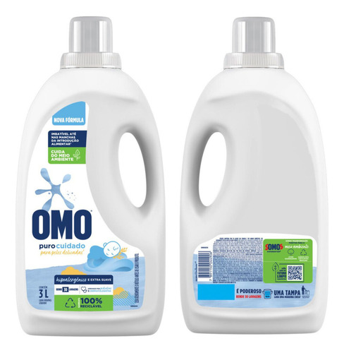 Sabão Líquido Omo Puro Cuidado 3l Kit Com 2 Unidades