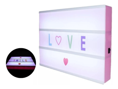 2 Letrero Caja Luz Colores Emojis 30 X 22 Cm Rosa