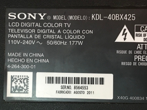 Fuente De Poder Televisor Sony Kdl-40bx425 Kdl 40bx425