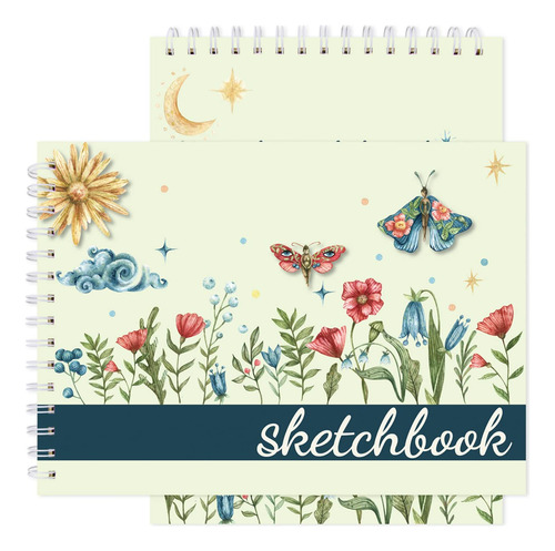 Cuaderno Boceto M² Diseño Floral Misterioso Para Dibujar