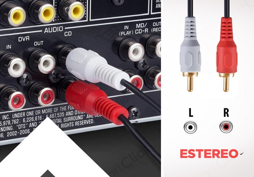 Imagen 4 de 10 de Cable Rca Rca Audio Stereo Macho Macho 5 Metros 2x2 Fichas