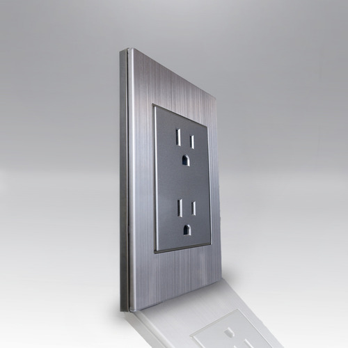 Placa Contacto Doble 90-277v Gris X10 Color Plateado