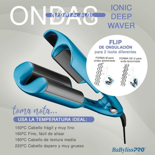 Ondulador Compacto Babylisspro Bntmdwuz Waver Color Azul