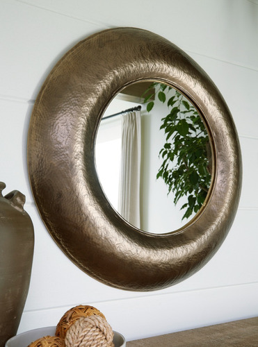 Imagen 4 de 4 de Espejo De Pared Circular Con Marco Dorado Decorativo