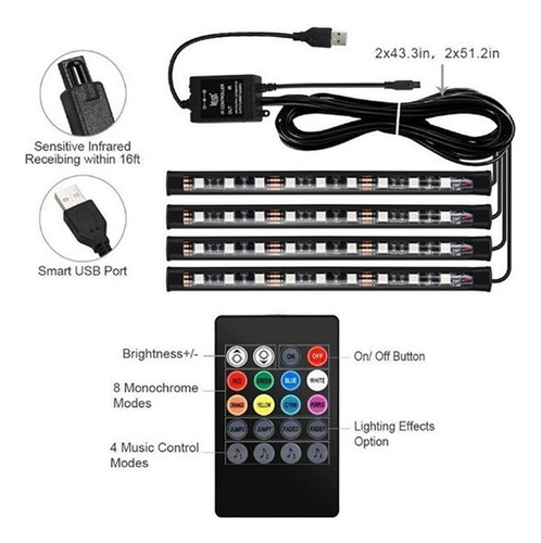 . Lámpara De Pie Rgb Car Atmosphere Impermeable +