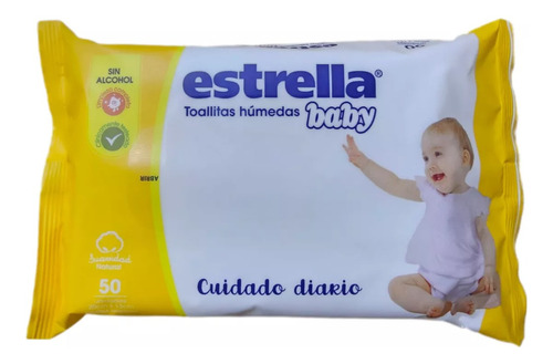 Toallitas Húmedas Estrella Baby Cuidado Diario X 50 Unidades