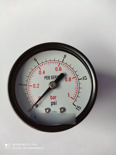 Manómetro Seco Conexión Trasera 0 - 15 Rosca De 1/4 Npt