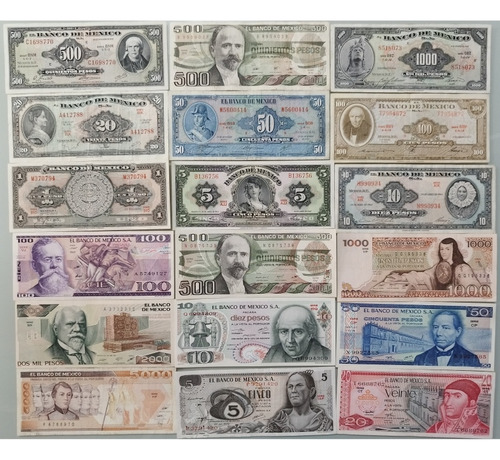 18 Billetes Mexicanos Antiguos Buen Estado Fotos Reales Sk06