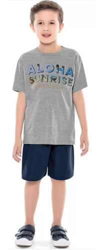 Conjunto Infantil Menino Camiseta Bermuda Fakini Tam 4 6 8
