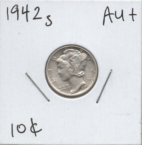 Mercury Dime 1942 S Moneda Plata Au 10 Centavos Ringking Eek