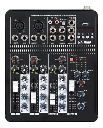 Mezclador De Audio De 4 Canales T4-usb Mixer