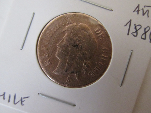 Antigua Moneda Chile 2 Centavos De Cobre Año 1886 Escasa (Usado)