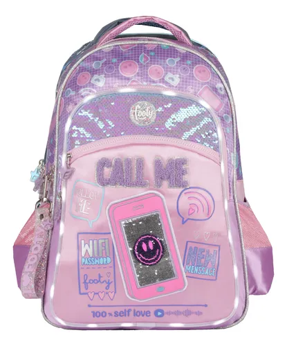 Mochila Footy Espalda 18 Pulgadas Call Me Luz Led Nena
