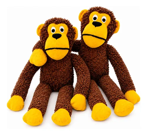 Kit 2 Brinquedo Cachorro Pelúcia Macaco 40 Cm Com Apito