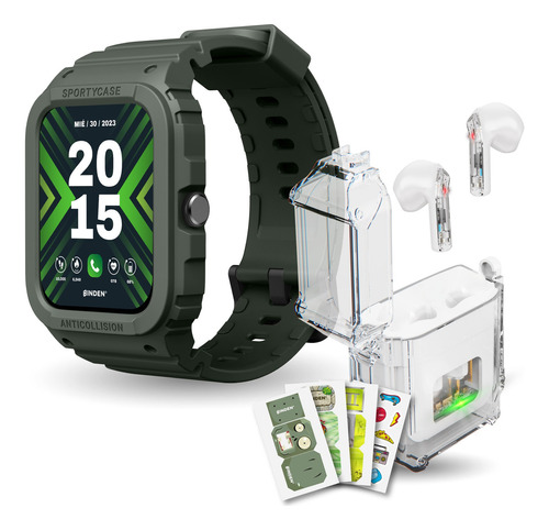 Smartwatch Binden Xtream Reloj Inteligente con Correa Recibe Llamadas Notificaciones Salud Audifonos Gamer Inalambricos