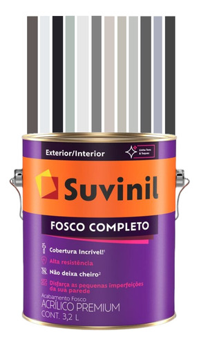 Tinta De Parede Cinza Suvinil Fosco Completo 3,2l