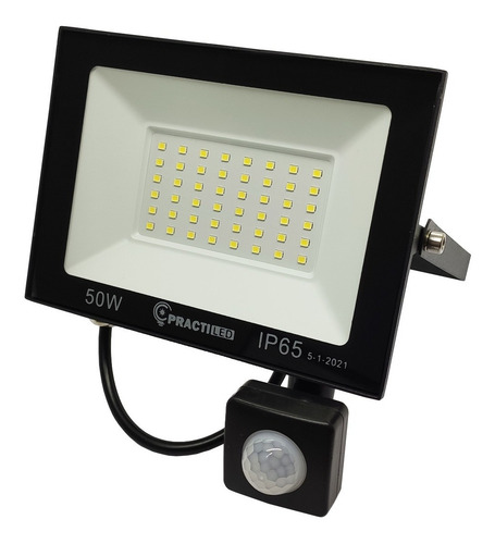 Imagen 1 de 2 de Reflector Led 50w Sensor De Movimiento Exterior Frío Practi