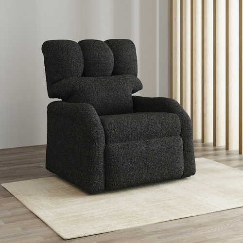 Sillón Reposet Reclinable Confort Series Color Negro En Tela Tipo Bouclé Para Habitación, Sala O Tv Lase