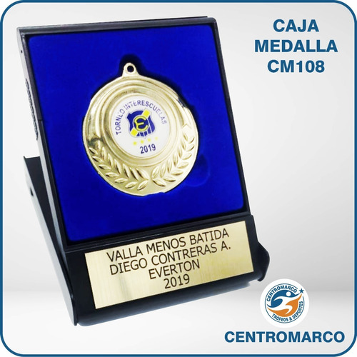 Galvano Tipo Caja Medalla Azul 12x8,5 Cm C/ Logo Y Grabado