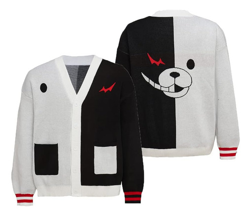 Ishowcos Monokuma Cosplay Suéter Negro Blanco Oso Sudadera C