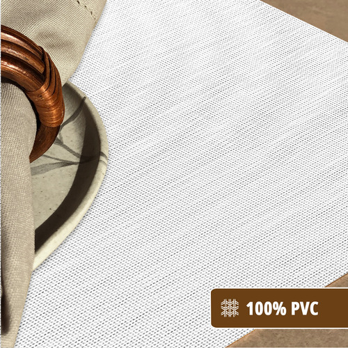 6 Jogo Americano Mesa Posta Luxo Impermeável Pvc Mz Liso Cor M7 Branco