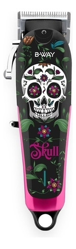 Maquina De Cortar Pelo B-way Skull Rosa Negra Barberia 