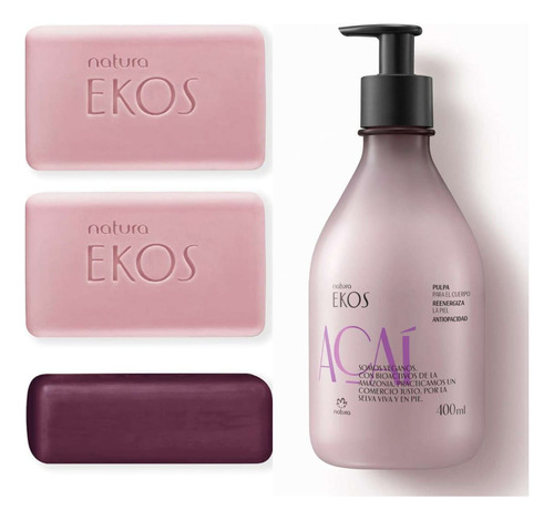 Kit Natura Acai Crema Corporal + Jabones Ekos Veganos