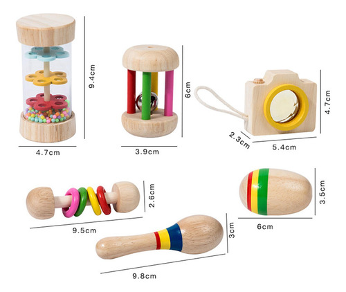 6x Juego De Juguetes De Madera Para Bebés, Hecho A Mano,