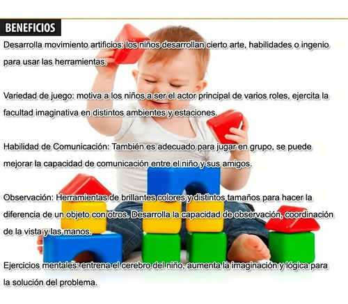 Imagen 4 de 6 de Caja Herramientas Grandes Colage Niños 14puLG 34pz Mod 3000b