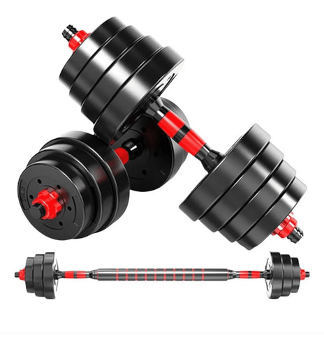 Imagen 2 de 10 de Kit Mancuernas Y Barra 20 Kg Con Tope A Rosca Discos Pvc