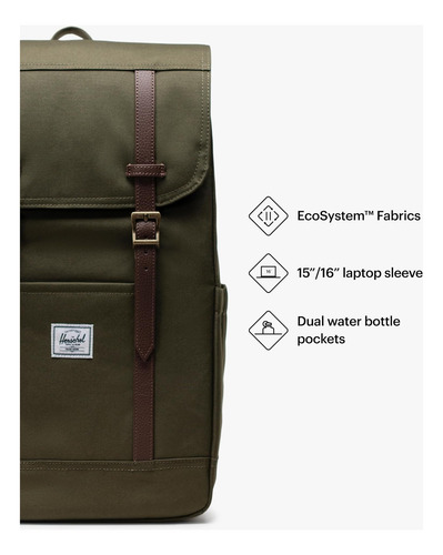 Herschel Supply Co Mochila De Retiro, Verde Hiedra, Talla