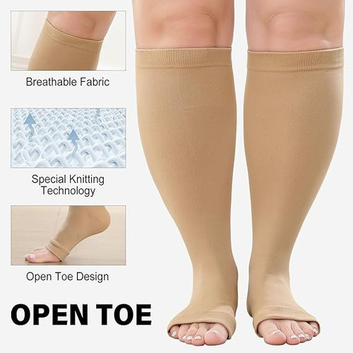2 Pares De Calcetines De Compresión De Talla Grande, Medias