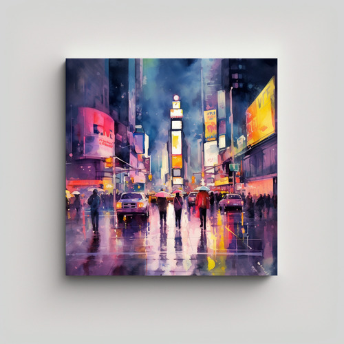 50x50cm Cuadro Decorativo Diseño Moderno Times Square Neón