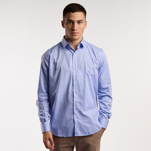 Camisa Hombre Kevingston York Liso Poplin Azul Claro
