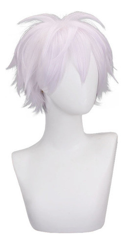 Peluca Corta De Moda Para Cosplay, Anime, Color Blanco Plate