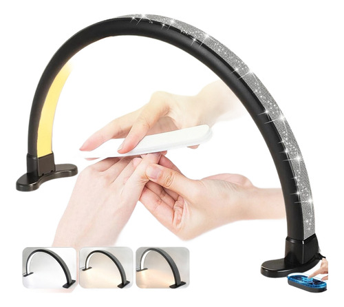 Lampara Led De Mesa Arco Media Luna Ideal Estetica Uñas Negr