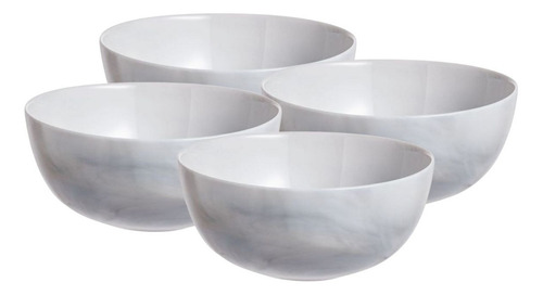 Diwali Juego 4 Bowls De Opal Tazón Cereal Diseño Mármol Gris
