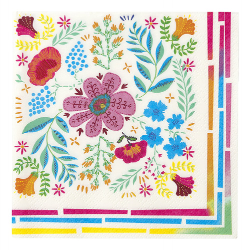 20 Servilleta Papel Floral Color Bohemio Alta Calidad Para