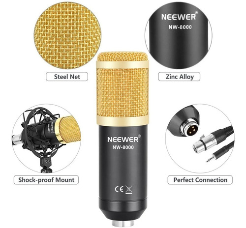 Micrófono Condensador Profesional Base Neewer Nw-8000 Graba