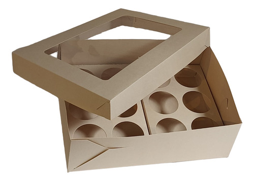 Cajas 12 Cupcakes / Madalenas C/visor X Pack 25 U. Beige