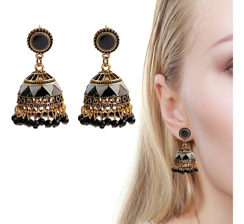 Aretes Mujer Turco Largos Dama Piercing Colgantes Obscuro